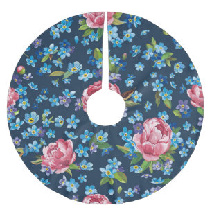 Falda Para El Árbol De Navidad De Poliéster Fondo retro elegante de los peones rosados