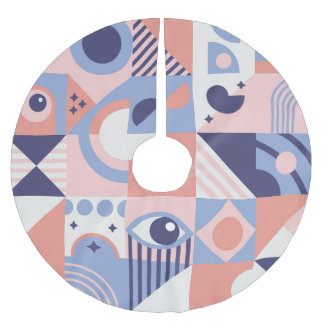 Falda Para El Árbol De Navidad De Poliéster Formas cuadradas: mosaico de resumen geométrico