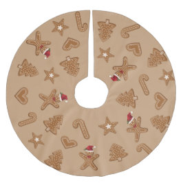 Falda Para El Árbol De Navidad De Poliéster Formas de galletas de jengibre de Navidad sobre ma