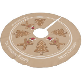 Falda Para El Árbol De Navidad De Poliéster Formas de galletas de Navidad de jengibre con text