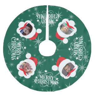Falda Para El Árbol De Navidad De Poliéster Foto personalizado Merry Navidad Cepillado de poli