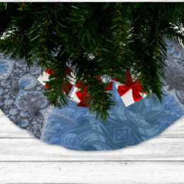 Falda Para El Árbol De Navidad De Poliéster Fractal Intrincado Negro Azul Abstracto