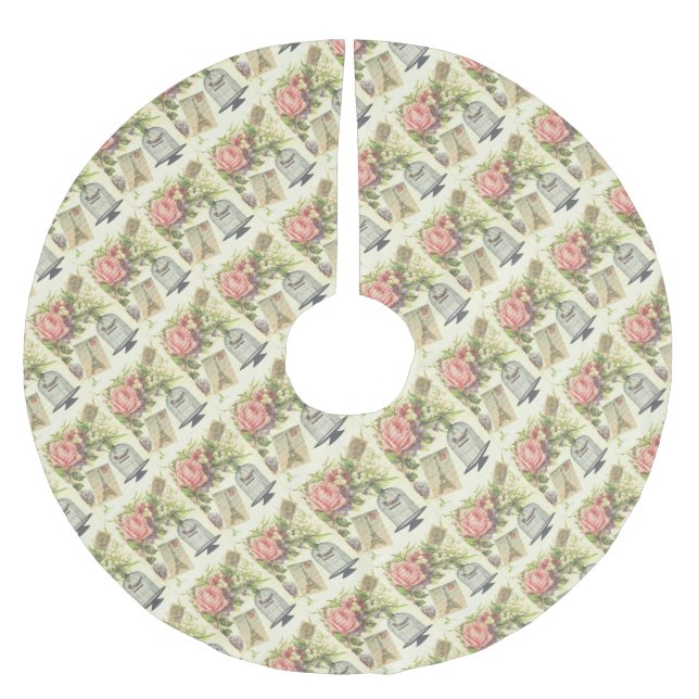 Falda Para El Árbol De Navidad De Poliéster Fragmento del árbol de navidad de París vintage (Anverso)