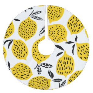 Falda Para El Árbol De Navidad De Poliéster Frutas de limón: diseño inmaculado vintage.