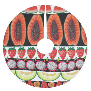 Falda Para El Árbol De Navidad De Poliéster Frutas exóticas Patrón de moda sin costura
