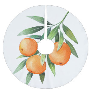 Falda Para El Árbol De Navidad De Poliéster Frutas Naranjas acuáticas: Ramas aisladas.