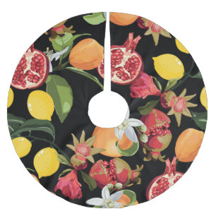 Falda Para El Árbol De Navidad De Poliéster Frutas tropicales: fondo exótico sin foco