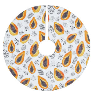 Falda Para El Árbol De Navidad De Poliéster Fruto de la papaya: acuarela abstracta.
