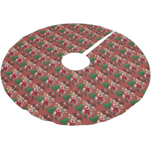 Falda Para El Árbol De Navidad De Poliéster Funda de árbol de Rudolph de lana