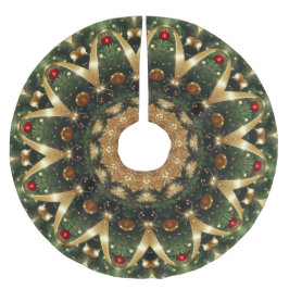 Falda Para El Árbol De Navidad De Poliéster Funda decorativa para árbol de Navidad en verde do