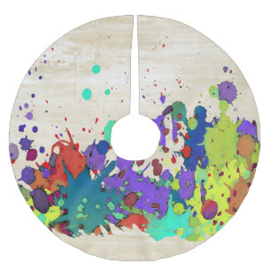 Falda Para El Árbol De Navidad De Poliéster FUNNY COLOR SPLASH I + tus ideas