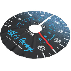 Falda Para El Árbol De Navidad De Poliéster Funny Manly Odometer Speedometer Blue Purpurina