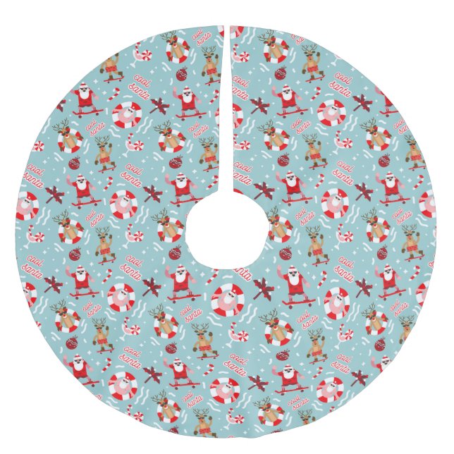 Falda Para El Árbol De Navidad De Poliéster Funny Santa Tropical (Anverso)