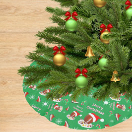 Falda Para El Árbol De Navidad De Poliéster Fútbol de Navidad con patrón de comida ligera 