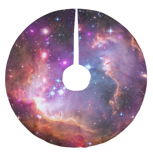 Falda Para El Árbol De Navidad De Poliéster Galaxia Angélica Caída (Anverso)