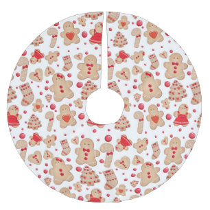 Falda Para El Árbol De Navidad De Poliéster Galletas de Hombre de Pan de Jengibre Navidad Fies