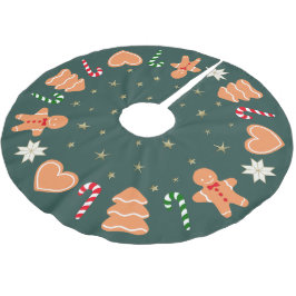 Falda Para El Árbol De Navidad De Poliéster Galletas de jengibre navideñas Funda de árbol verd