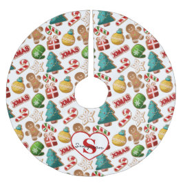 Falda Para El Árbol De Navidad De Poliéster Galletas de jengibre personalizadas para Navidad