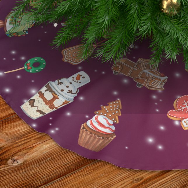 Falda Para El Árbol De Navidad De Poliéster Galletas, pasteles y cacao (Subido por el creador)