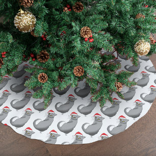 Falda Para El Árbol De Navidad De Poliéster Gato Gris Divertido Gruñón Navidad Humor Festivo