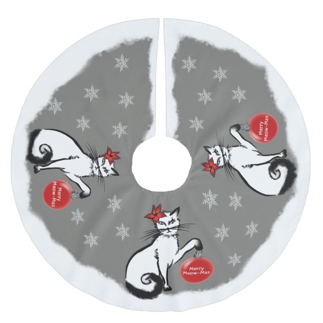 Falda Para El Árbol De Navidad De Poliéster Gato Lady (Anverso)