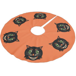 Falda Para El Árbol De Navidad De Poliéster Gato negro vintage