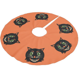Falda Para El Árbol De Navidad De Poliéster Gato negro vintage