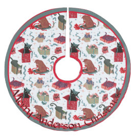 Falda Para El Árbol De Navidad De Poliéster Gatos divertidos en cajas de Navidades Personaliza