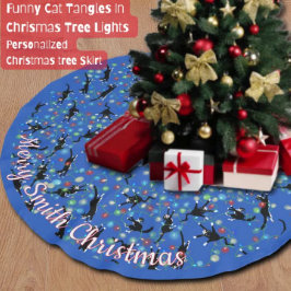 Falda Para El Árbol De Navidad De Poliéster Gatos Graciosos Enganchados En Personalizado De Lu