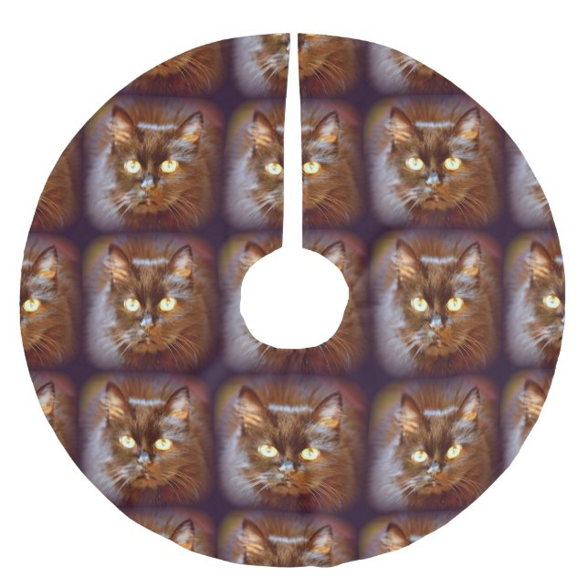 Falda Para El Árbol De Navidad De Poliéster gatos negros (Anverso)