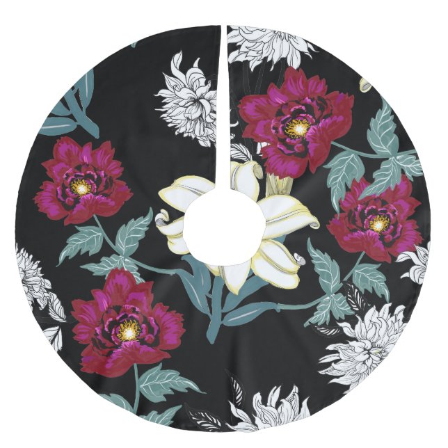 Falda Para El Árbol De Navidad De Poliéster Gentle Tropical: acuarela de verano (Anverso)