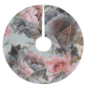 Falda Para El Árbol De Navidad De Poliéster Geometría de cristal floral, retrogrupo de luz de 