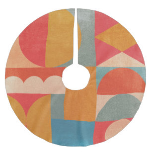 Falda Para El Árbol De Navidad De Poliéster Geométrico abstracto: textura de papel de época