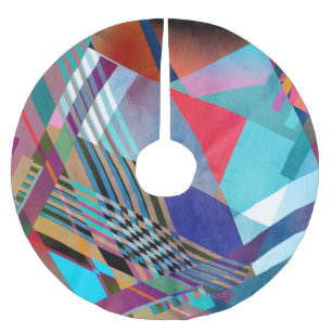 Falda Para El Árbol De Navidad De Poliéster Geométrico brillante: fondo abstracto colorido