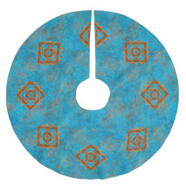 Falda Para El Árbol De Navidad De Poliéster Geométrico turquesa de los picos de montaña del su