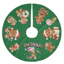 Falda Para El Árbol De Navidad De Poliéster Gingerbread Christmas "Oh Snap!"