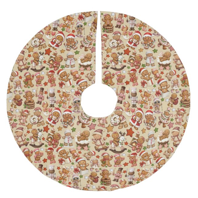 Falda Para El Árbol De Navidad De Poliéster Gingerbread Joy Christmas Tree Skirt (Anverso)
