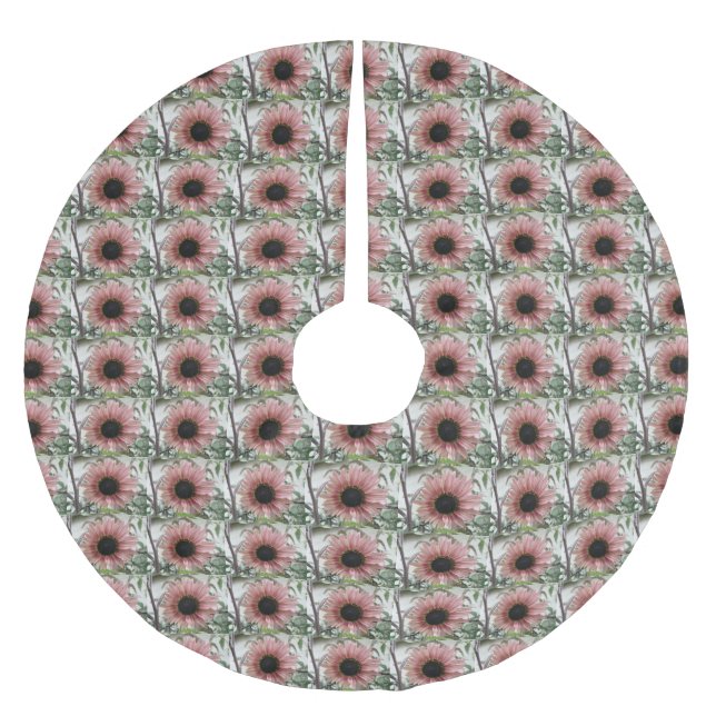 Falda Para El Árbol De Navidad De Poliéster Girasol rosa pálido (Anverso)