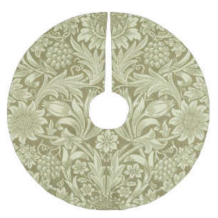 Falda Para El Árbol De Navidad De Poliéster Girasol William Morris Vintage Damask Oliva