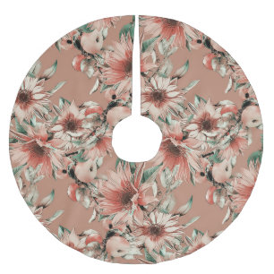 Falda Para El Árbol De Navidad De Poliéster girasoles, manzanas: patrón de acuarela otoñal