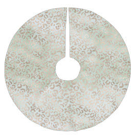 Falda Para El Árbol De Navidad De Poliéster Girly Mint Glam Gold Leopard Print Watercolor