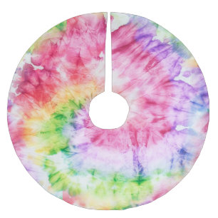 Falda Para El Árbol De Navidad De Poliéster Giros de verano: Patrón de tinta-tinte Pastel
