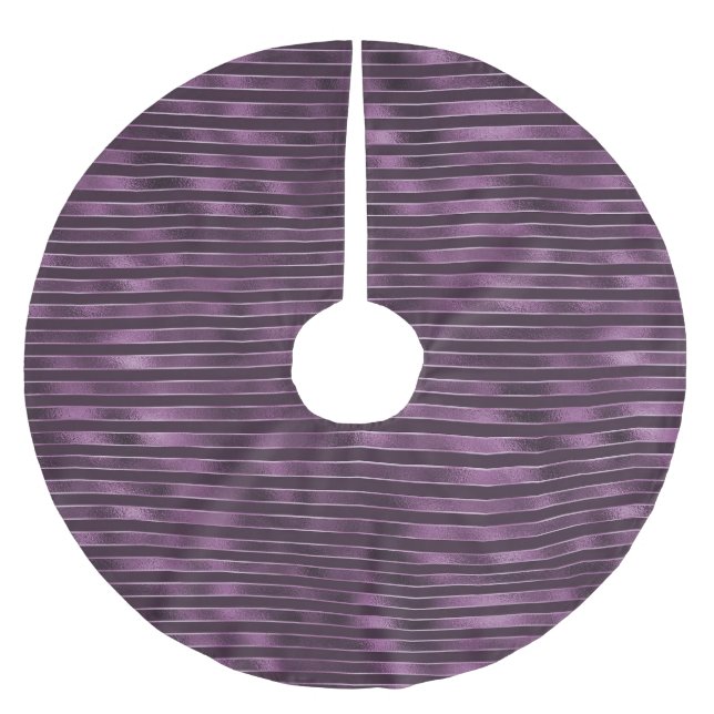 Falda Para El Árbol De Navidad De Poliéster Glam Purple Stripes (Anverso)