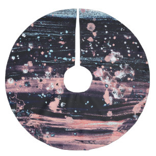 Falda Para El Árbol De Navidad De Poliéster Glamoroso gris oscuro foco de atención