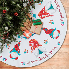 Falda Para El Árbol De Navidad De Poliéster Gnome Sweet Gnome Cute Moderno y Sencillo Elf de v