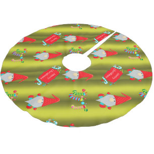 Falda Para El Árbol De Navidad De Poliéster Gnomes, Navidades de Chartreuse