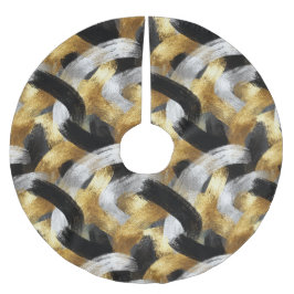 Falda Para El Árbol De Navidad De Poliéster Gold Silver Black Christmas Celebration