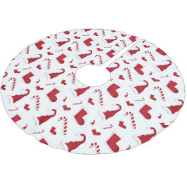 Falda Para El Árbol De Navidad De Poliéster Gorras Stockings Candy Canes Design