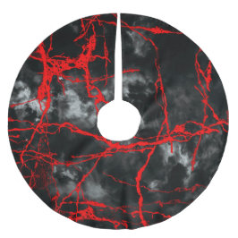 Falda Para El Árbol De Navidad De Poliéster Gótico nocturno de horror - Blanco y negro, rojo