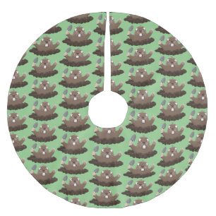 Falda Para El Árbol De Navidad De Poliéster Gracioso gopher digging personalizado ilustracion